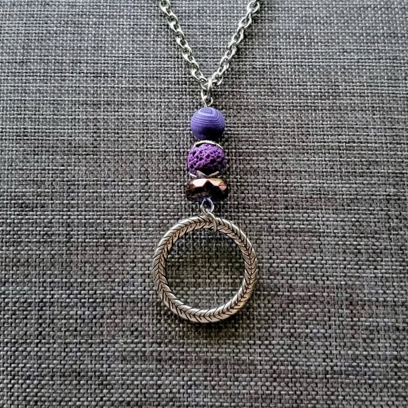 Matte Agate Lava Stone Essential Oils Necklace - Picture 2 of 5